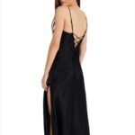 BLACK, LONG SATIN NIGHTWEIGHT-01