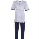 Navy Blue Polka Dot Pajamas Set-01