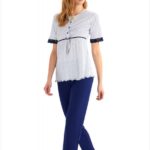 Navy Blue Polka Dot Pajamas Set